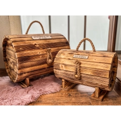 duza drewniana beczka prezentowa